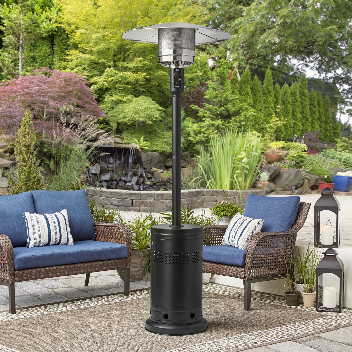 (3 Pack) 48,000 BTU Freestanding Metal Propane Patio Heater, Black